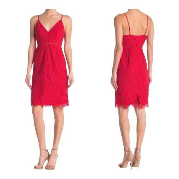 Astr the Label Women's Spaghetti Strap red Lace Sheath Dress Size M - Picture 1 of 9